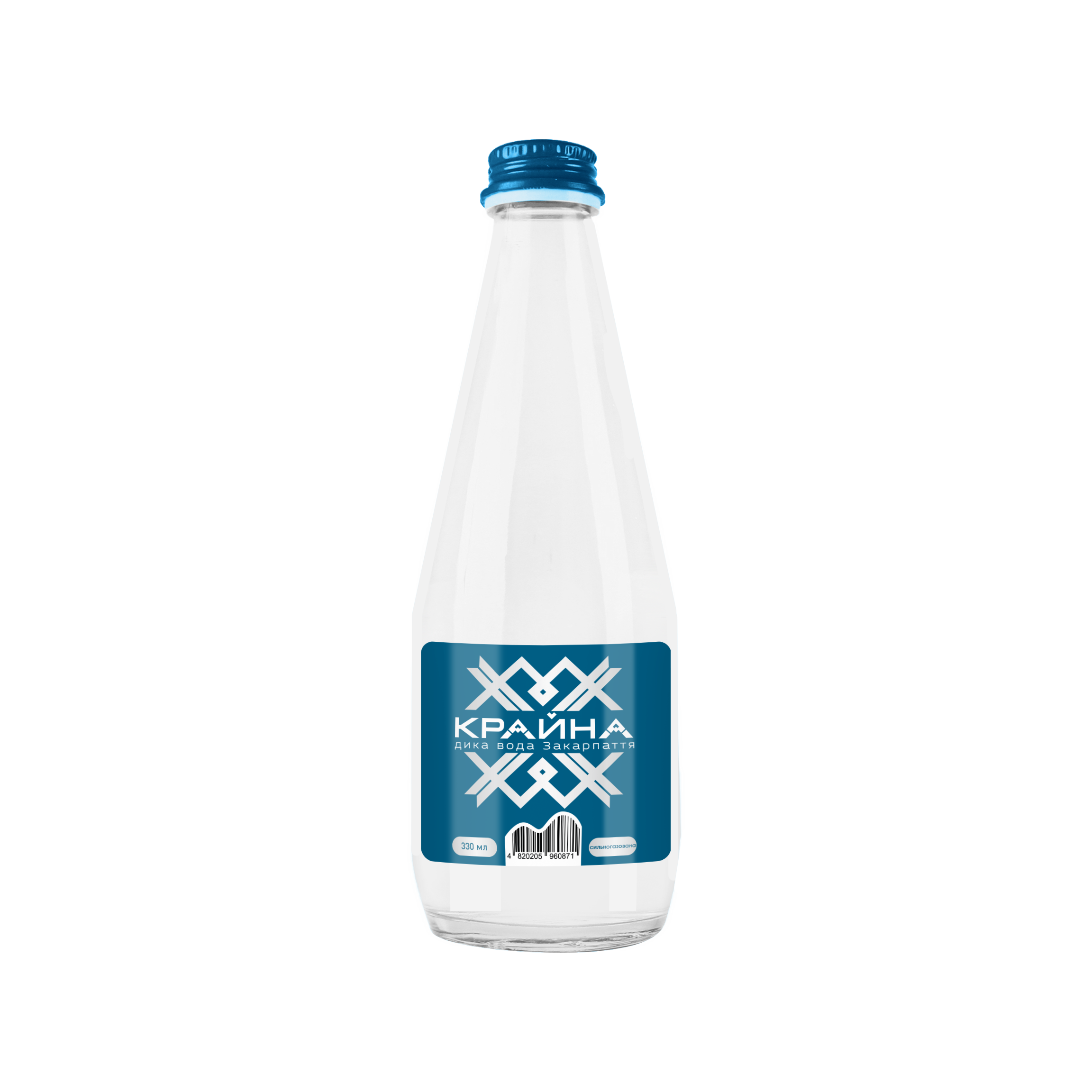 Вода мінеральна КРАЙНА, сильногазована, 0,33 л, скло